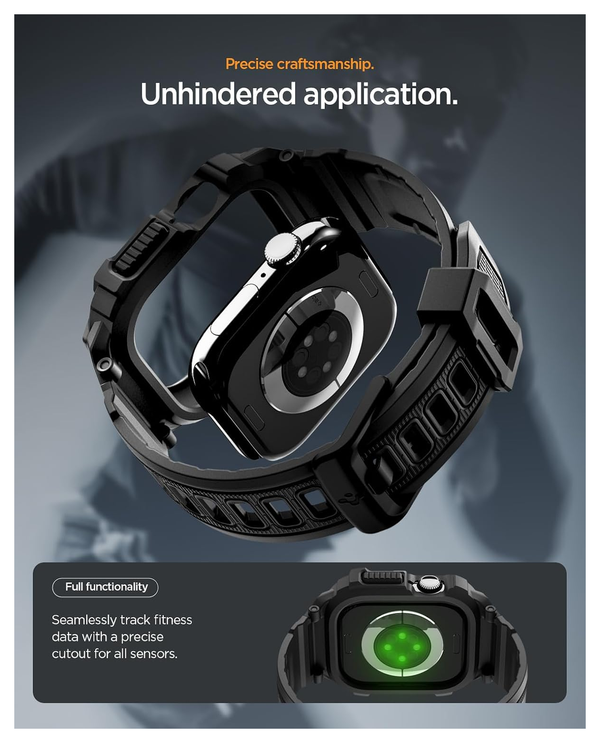 Spigen Rugged Armor Pro 2 - Apple Watch 11/10 42MM - Hoesje en Bandje - Zwart afbeelding 6