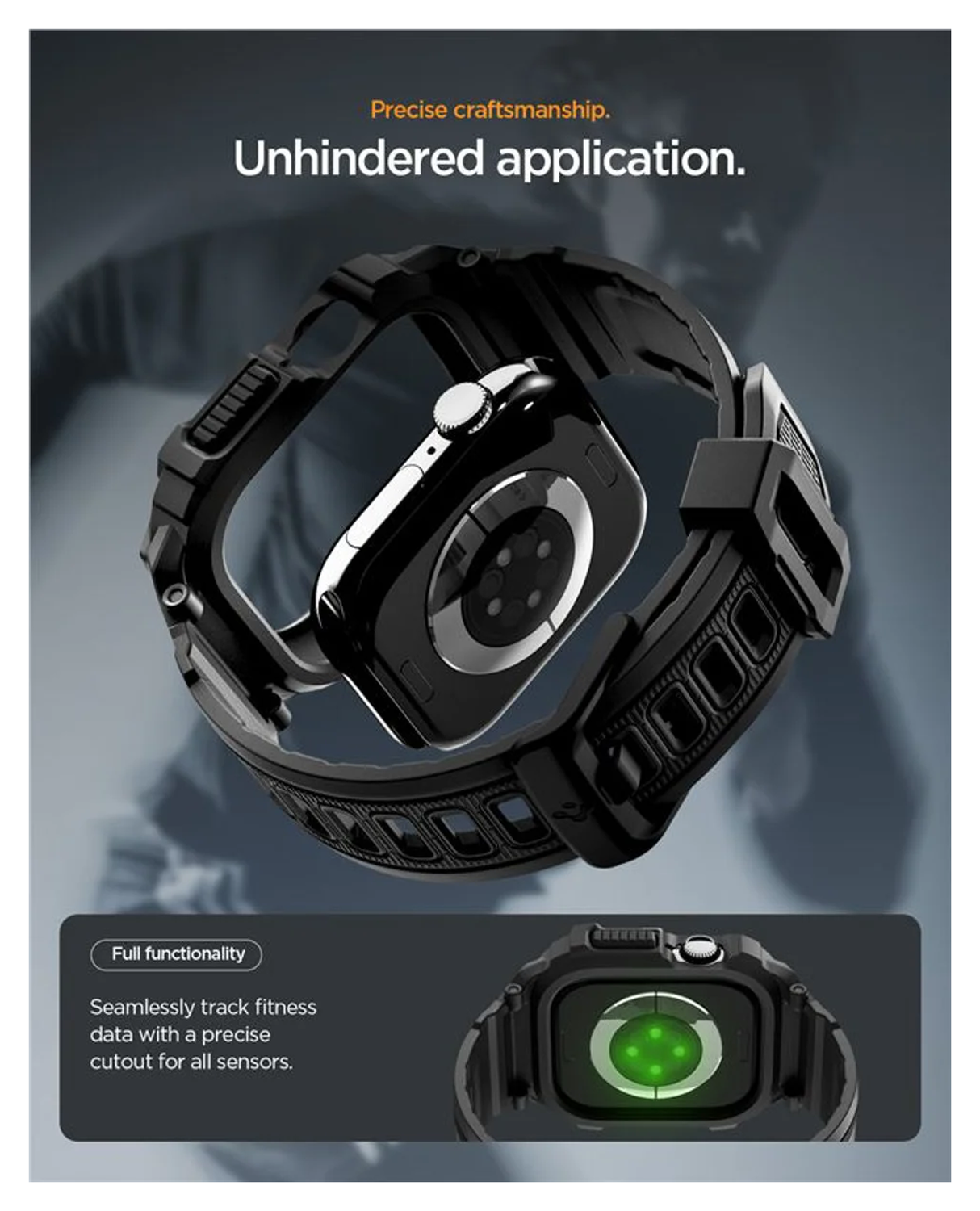 Spigen Rugged Armor Pro 2 - Apple Watch 11/10 46MM - Hoesje en Bandje - Zwart afbeelding 3