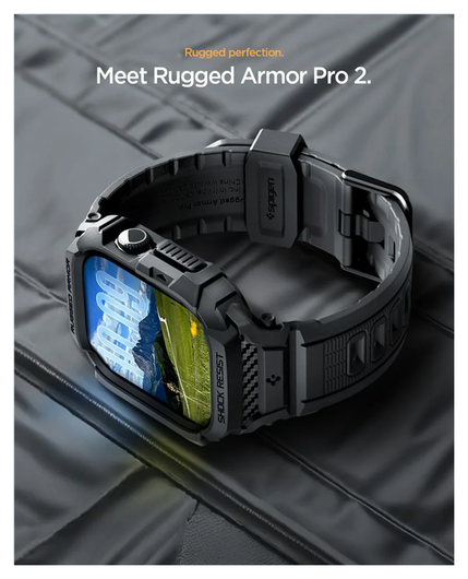 Spigen Rugged Armor Pro 2 - Apple Watch 11/10 46MM - Hoesje en Bandje - Zwart afbeelding 8