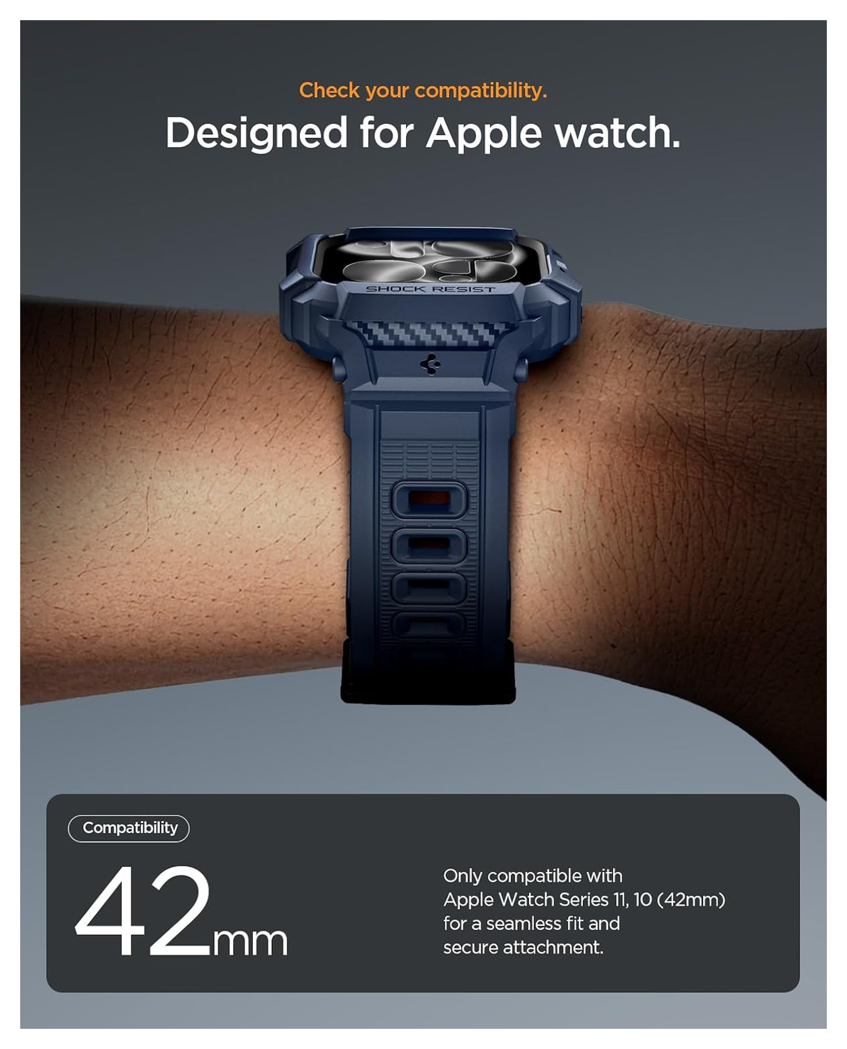 Spigen Rugged Armor Pro 2 - Apple Watch 11/10 46MM - Hoesje en Bandje - Blauw afbeelding 2