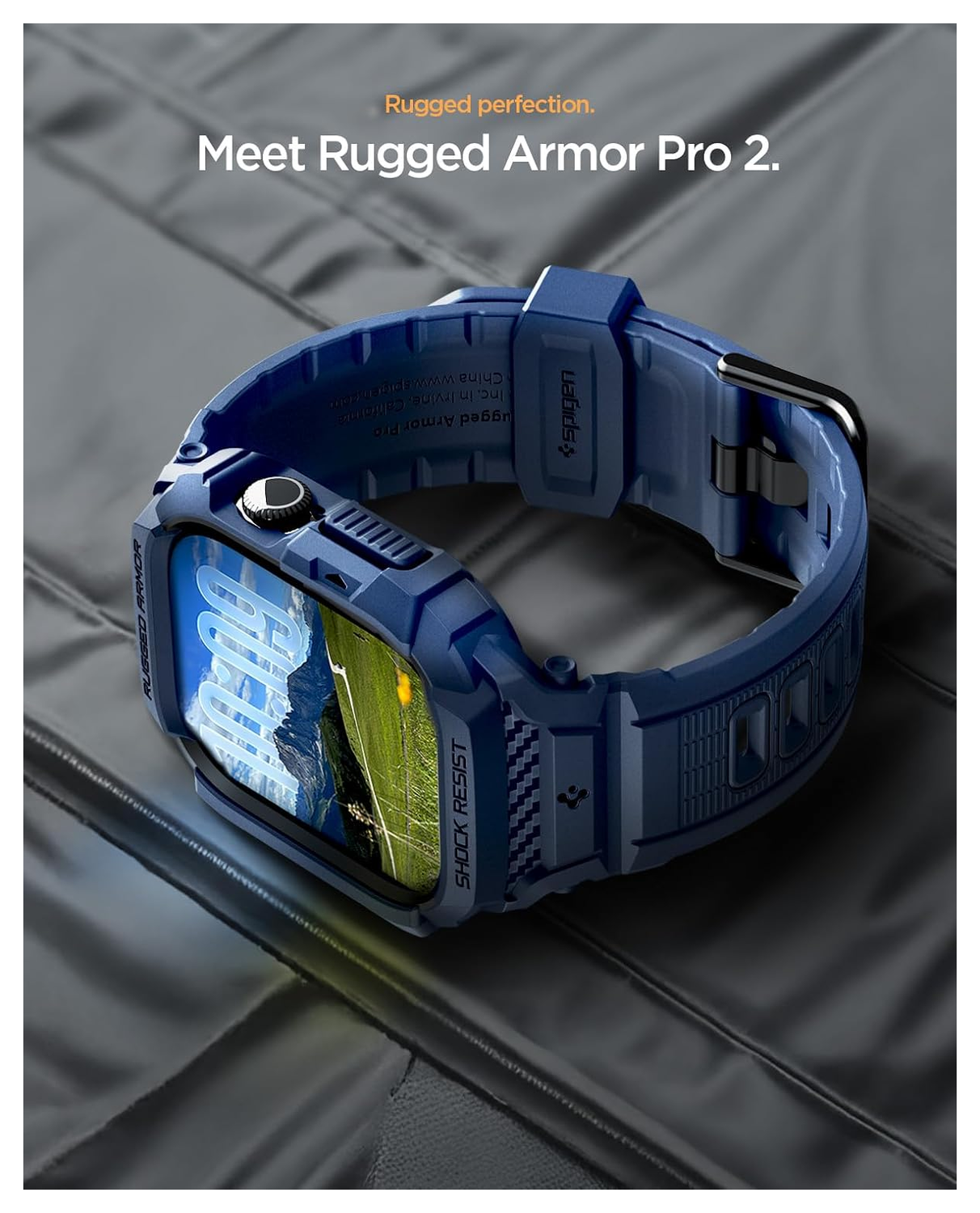 Spigen Rugged Armor Pro 2 - Apple Watch 11/10 46MM - Hoesje en Bandje - Blauw afbeelding 3