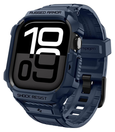 Spigen Rugged Armor Pro 2 - Apple Watch 11/10 46MM - Hoesje en Bandje - Blauw afbeelding