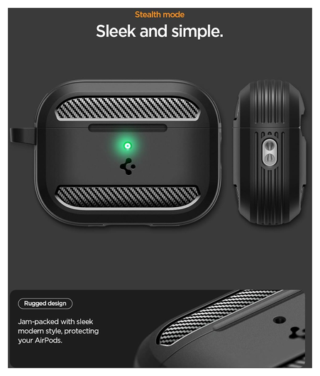 Spigen Rugged Armor Apple AirPods Pro 3 (2025) Hoesje Matte Zwart afbeelding 3