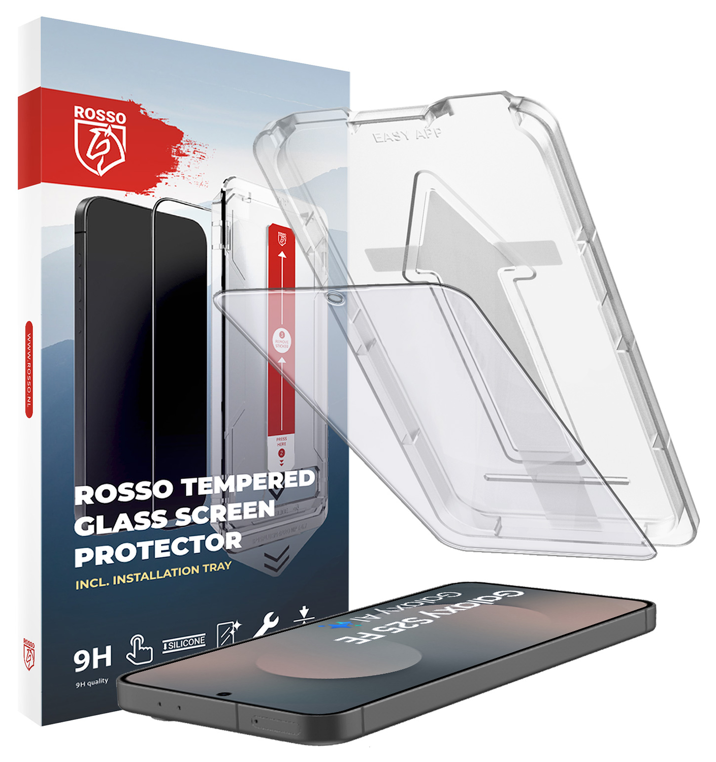 Rosso Samsung Galaxy S25 FE Tempered Glass met Installatietray Dust Removal afbeelding 1