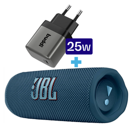 JBL Flip 6 Draadloze Bluetooth Speaker Blauw met 25W Oplader