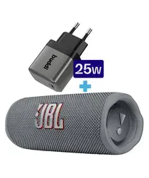 JBL Flip 6 Draadloze Bluetooth Speaker Grijs met 25W Oplader afbeelding