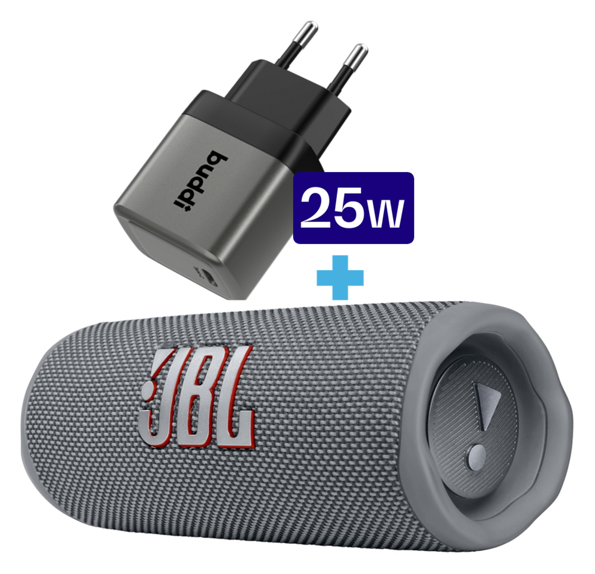 JBL Flip 6 Draadloze Bluetooth Speaker Grijs met 25W Oplader afbeelding 1