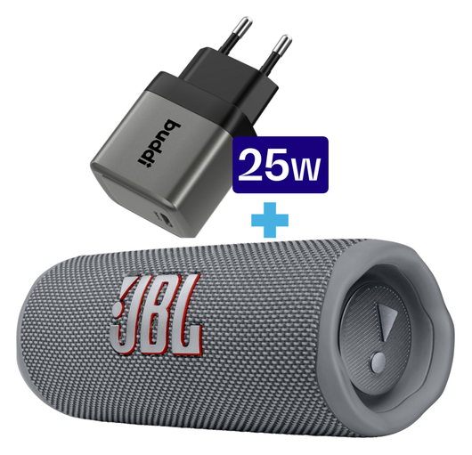 JBL Flip 6 Draadloze Bluetooth Speaker Grijs met 25W Oplader afbeelding 1