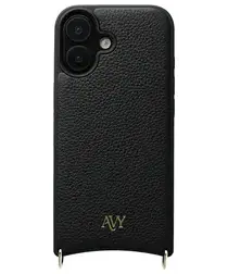 AVY Apple iPhone 17 Hoesje met Koord Haakjes MagSafe Leer Zwart afbeelding