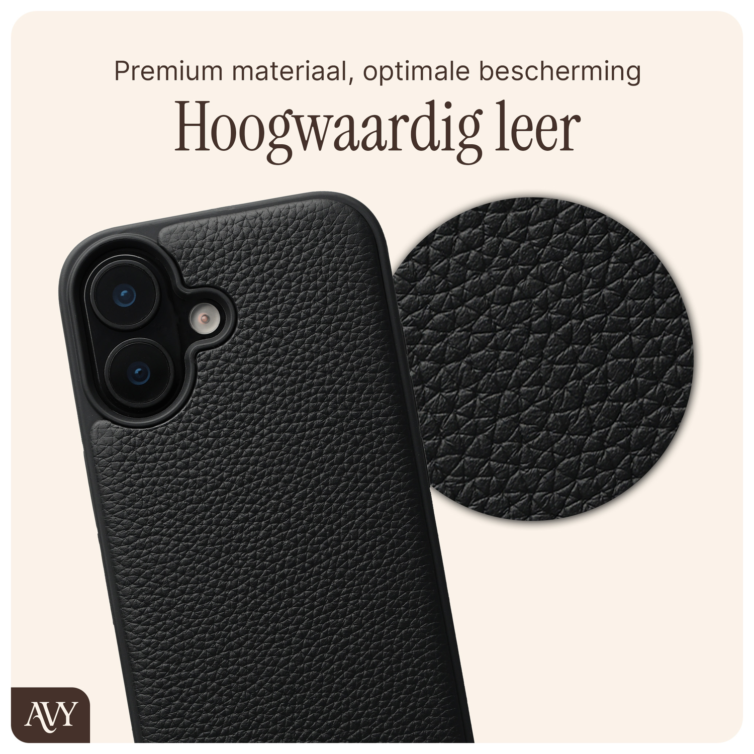 AVY Apple iPhone 17 Hoesje met Koord Haakjes MagSafe Leer Zwart afbeelding 5