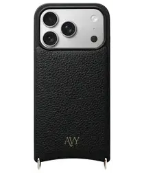 AVY Apple iPhone 17 Pro Hoesje met Koord Haakjes MagSafe Leer Zwart afbeelding