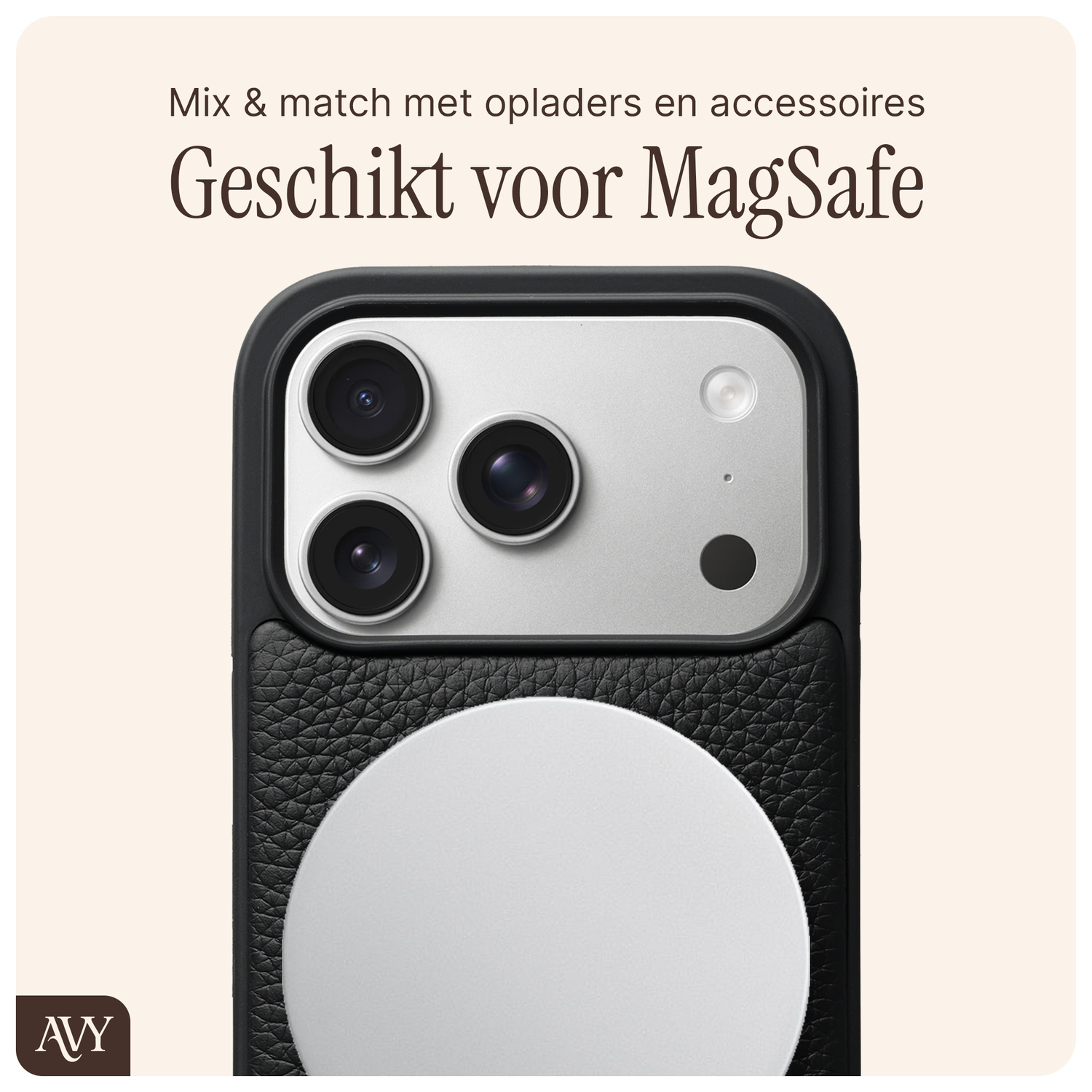 AVY Apple iPhone 17 Pro Hoesje met Koord Haakjes MagSafe Leer Zwart afbeelding 6