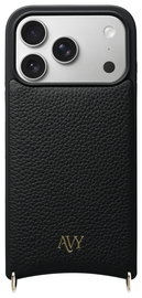 AVY Apple iPhone 17 Pro Hoesje met Koord Haakjes MagSafe Leer Zwart
