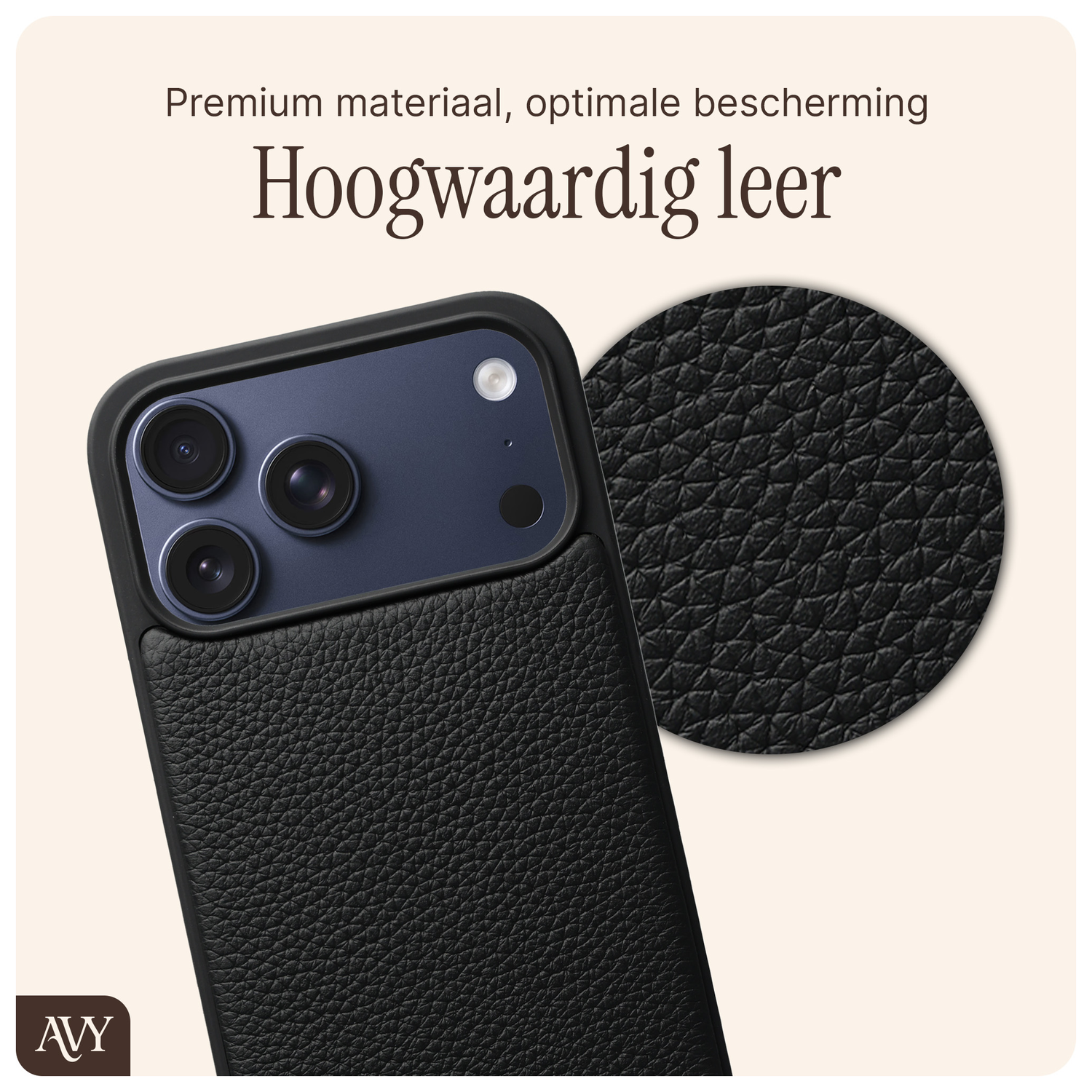 AVY Apple iPhone 17 Pro Max Hoesje met Koord Haakjes MagSafe Leer Zwart afbeelding 5