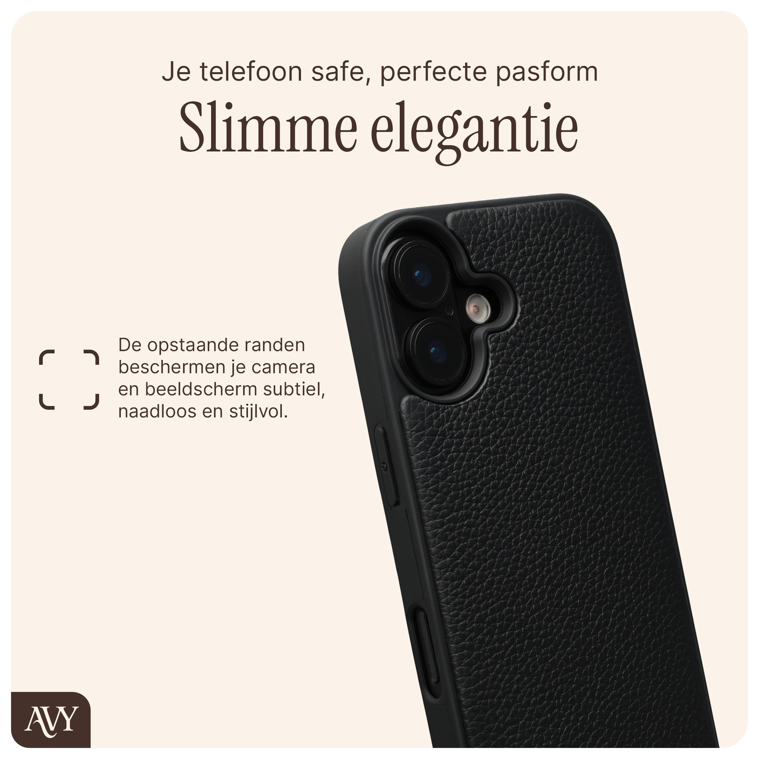 AVY Apple iPhone 16 Hoesje met Koord Haakjes MagSafe Leer Zwart afbeelding 8