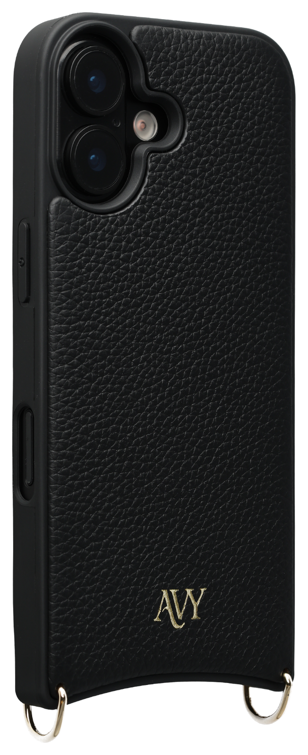 AVY Apple iPhone 16 Hoesje met Koord Haakjes MagSafe Leer Zwart afbeelding 9