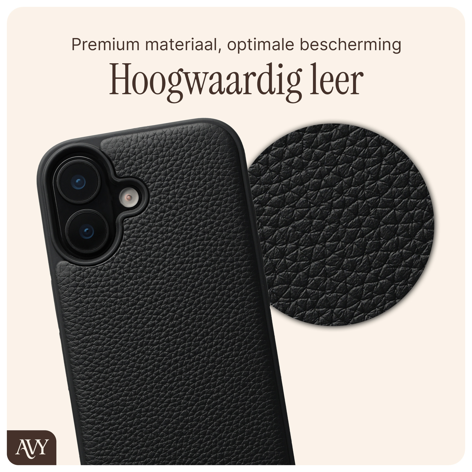 AVY Apple iPhone 16 Hoesje met Koord Haakjes MagSafe Leer Zwart afbeelding 6