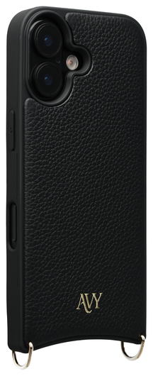 AVY Apple iPhone 16 Hoesje met Koord Haakjes MagSafe Leer Zwart afbeelding 9