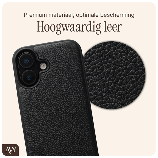 AVY Apple iPhone 16 Hoesje met Koord Haakjes MagSafe Leer Zwart afbeelding 6