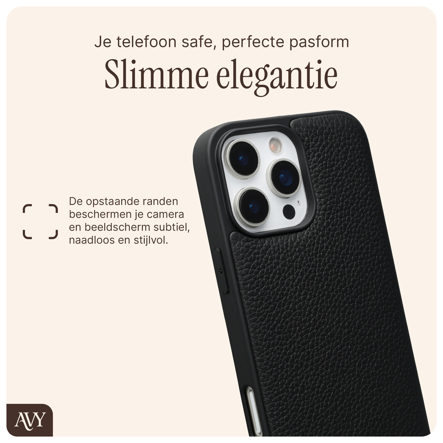 AVY Apple iPhone 16 Pro Hoesje met Koord Haakjes MagSafe Leer Zwart afbeelding 7
