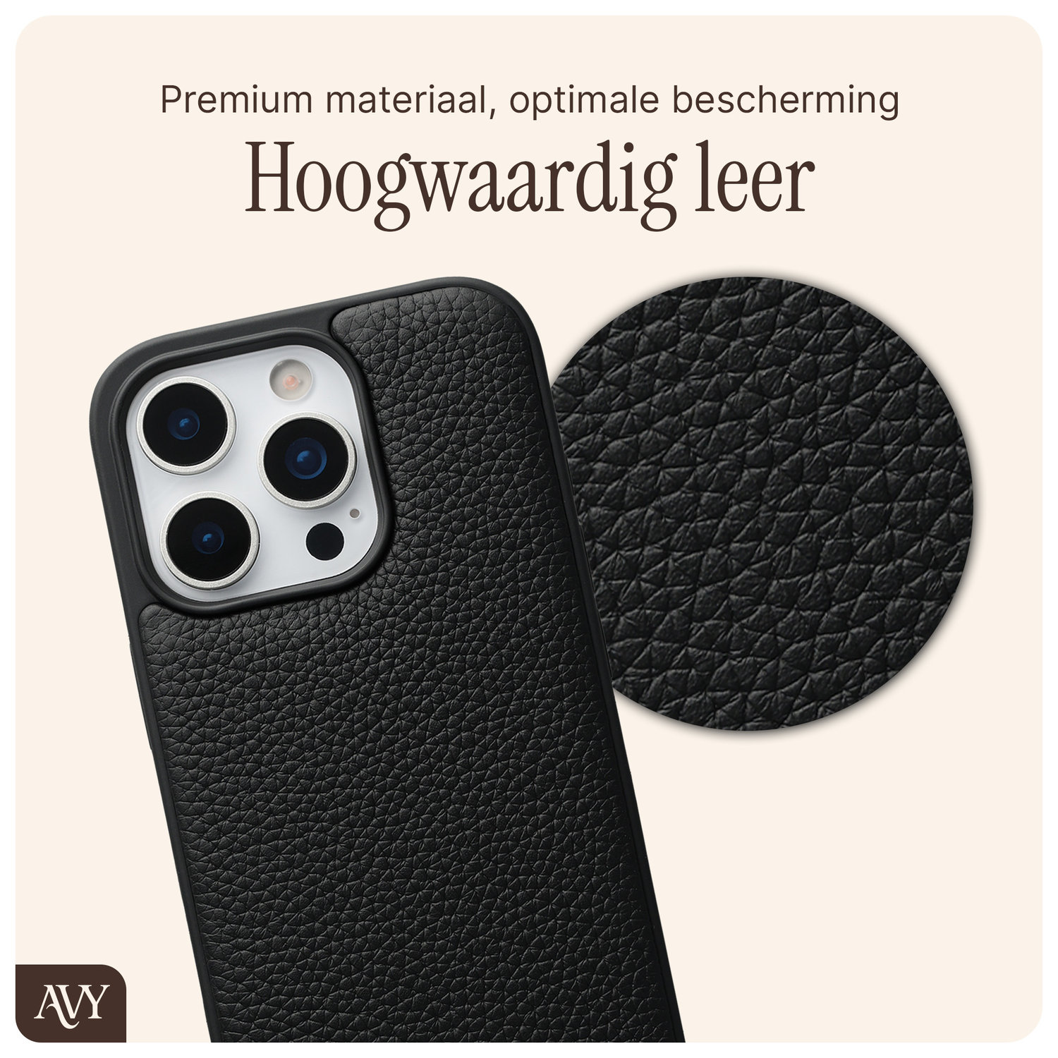 AVY Apple iPhone 16 Pro Hoesje met Koord Haakjes MagSafe Leer Zwart afbeelding 5