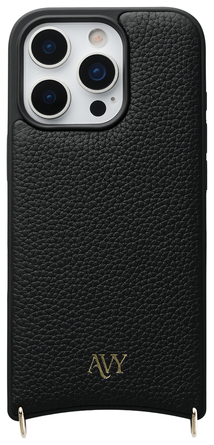 AVY Apple iPhone 16 Pro Max Hoesje met Koord Haakjes MagSafe Leer Zwart afbeelding 1
