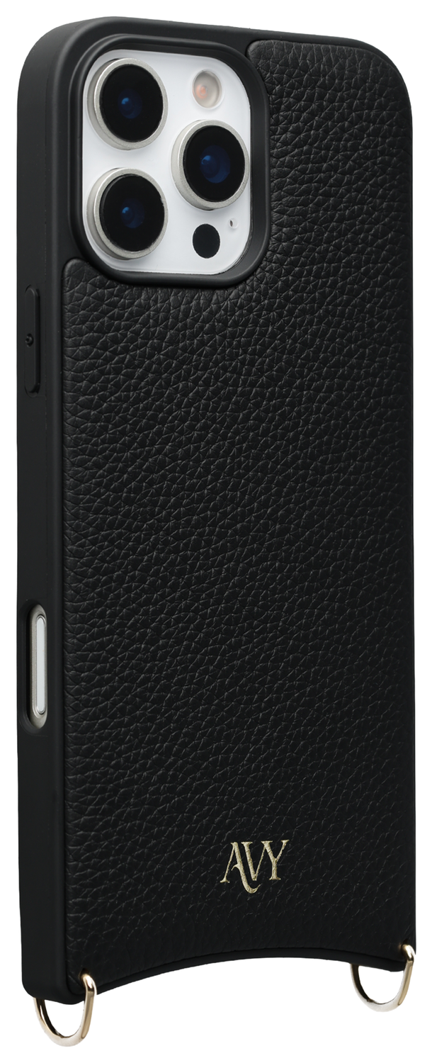 AVY Apple iPhone 16 Pro Max Hoesje met Koord Haakjes MagSafe Leer Zwart afbeelding 9