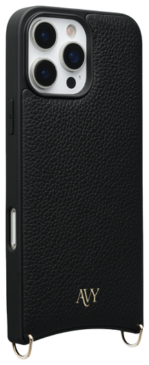AVY Apple iPhone 16 Pro Max Hoesje met Koord Haakjes MagSafe Leer Zwart afbeelding 9