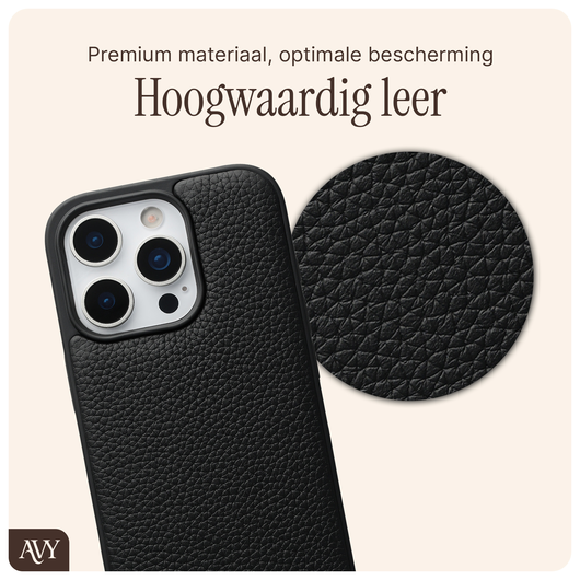AVY Apple iPhone 16 Pro Max Hoesje met Koord Haakjes MagSafe Leer Zwart afbeelding 6