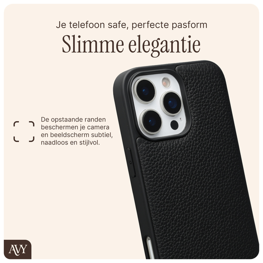 AVY Apple iPhone 16 Pro Max Hoesje met Koord Haakjes MagSafe Leer Zwart afbeelding 8