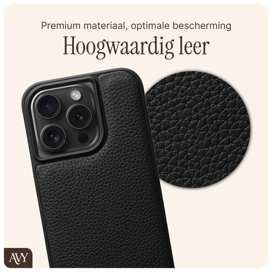 AVY Apple iPhone 15 Pro Hoesje met Koord Haakjes MagSafe Leer Zwart afbeelding 6