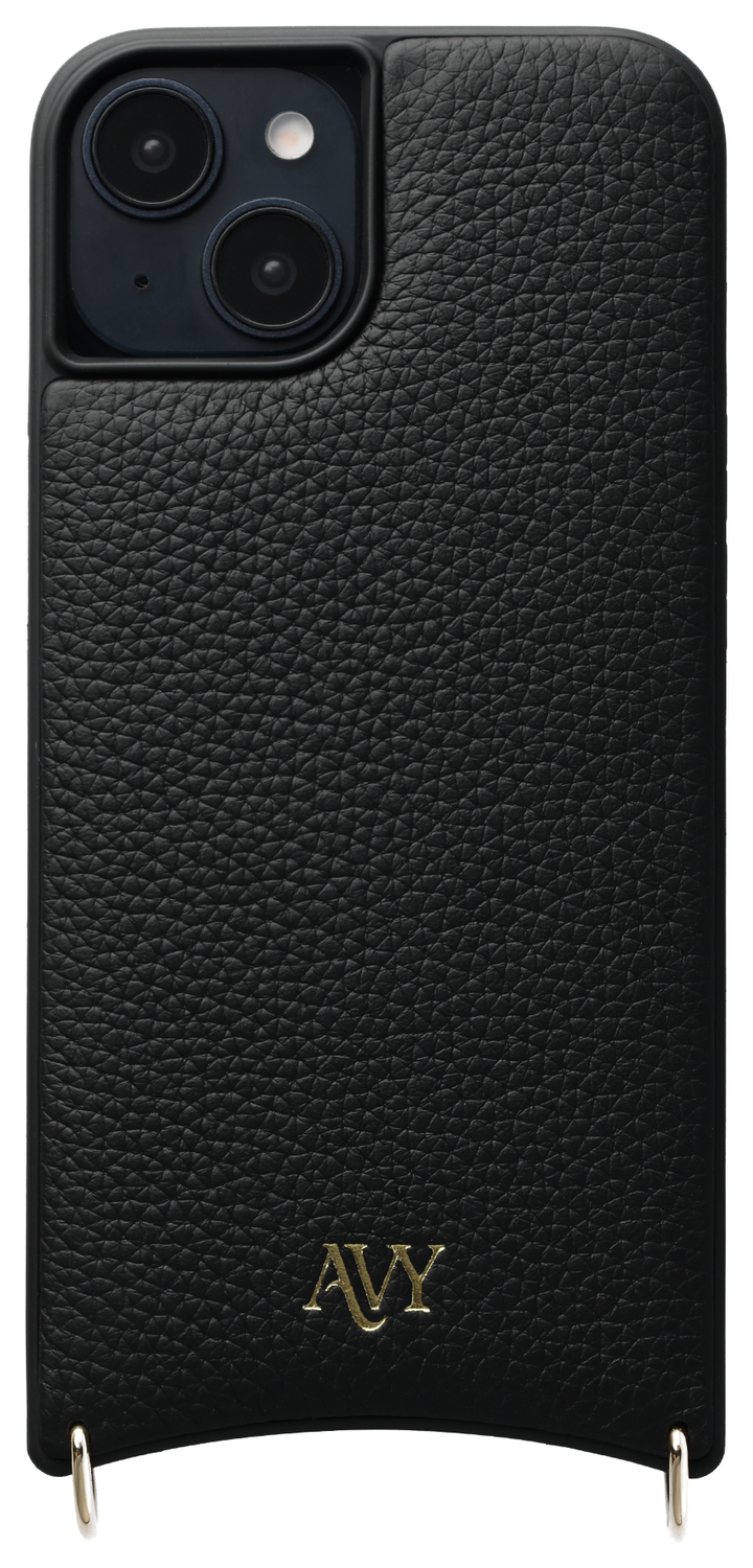 AVY Apple iPhone 14 / 13 Hoesje met Koord Haakjes MagSafe Leer Zwart afbeelding 1