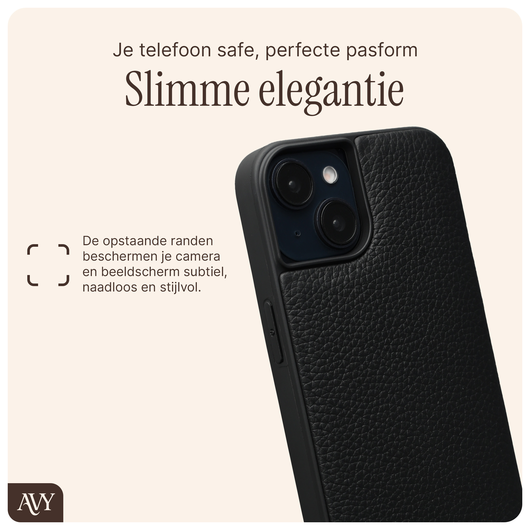 AVY Apple iPhone 14 / 13 Hoesje met Koord Haakjes MagSafe Leer Zwart afbeelding 7
