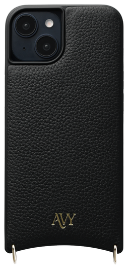 AVY Apple iPhone 14 / 13 Hoesje met Koord Haakjes MagSafe Leer Zwart afbeelding 1