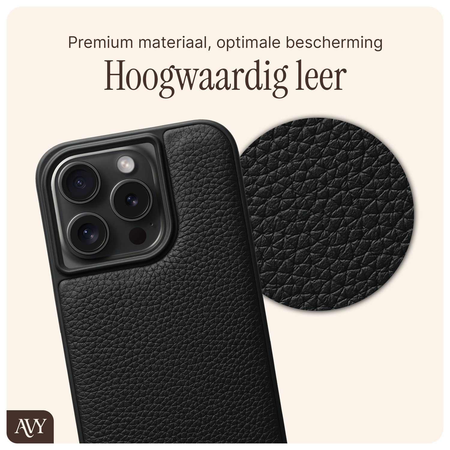 AVY Apple iPhone 14 Pro Hoesje met Koord Haakjes MagSafe Leer Zwart afbeelding 5
