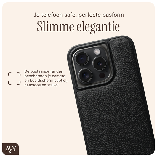 AVY Apple iPhone 14 Pro Hoesje met Koord Haakjes MagSafe Leer Zwart afbeelding 7