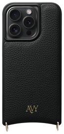 AVY Apple iPhone 14 Pro Hoesje met Koord Haakjes MagSafe Leer Zwart