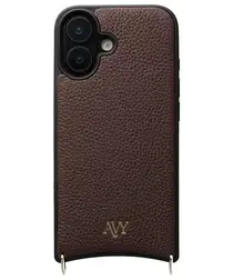 AVY Apple iPhone 17 Hoesje met Koord Haakjes MagSafe Leer Chocolate afbeelding