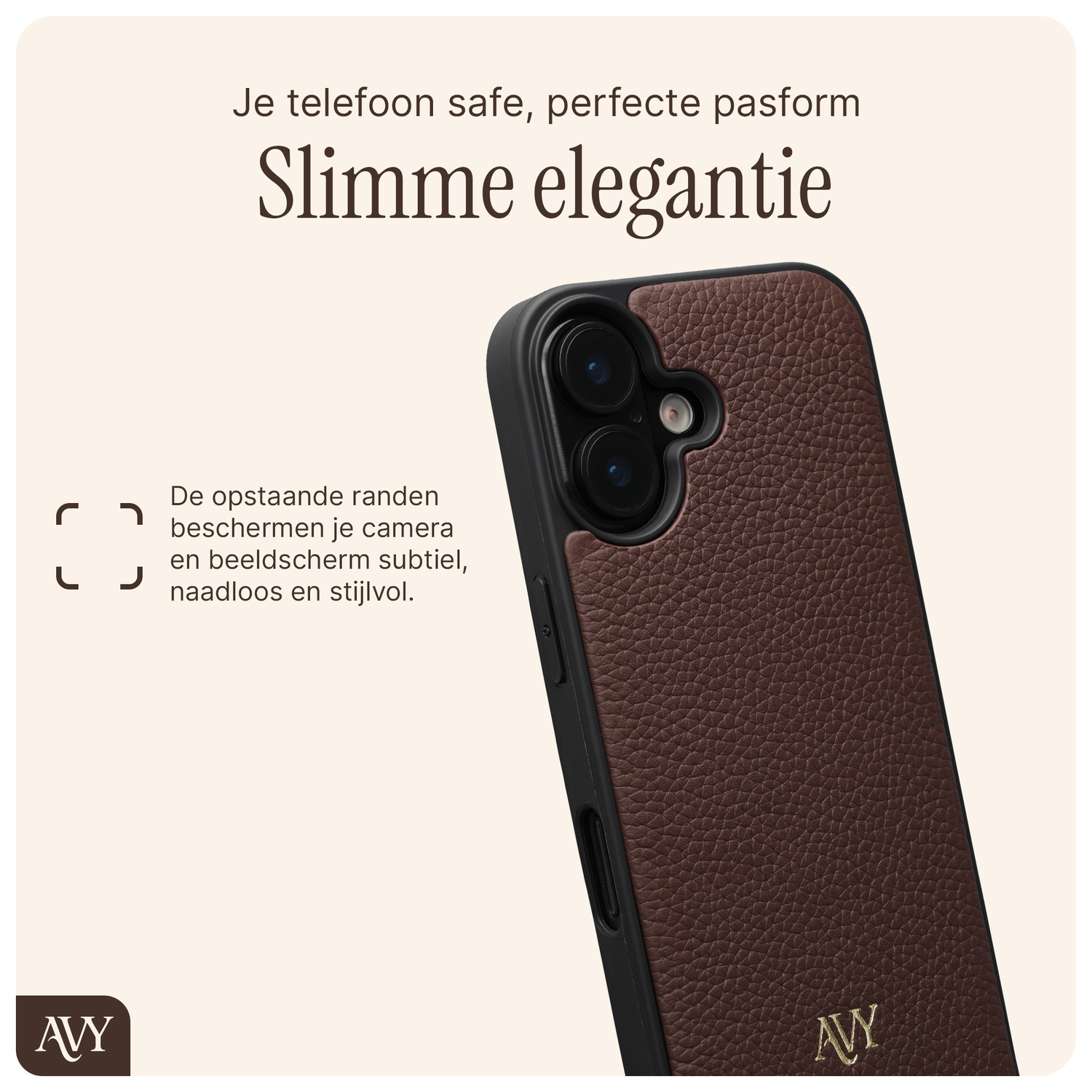 AVY Apple iPhone 17 Hoesje met Koord Haakjes MagSafe Leer Chocolate afbeelding 7