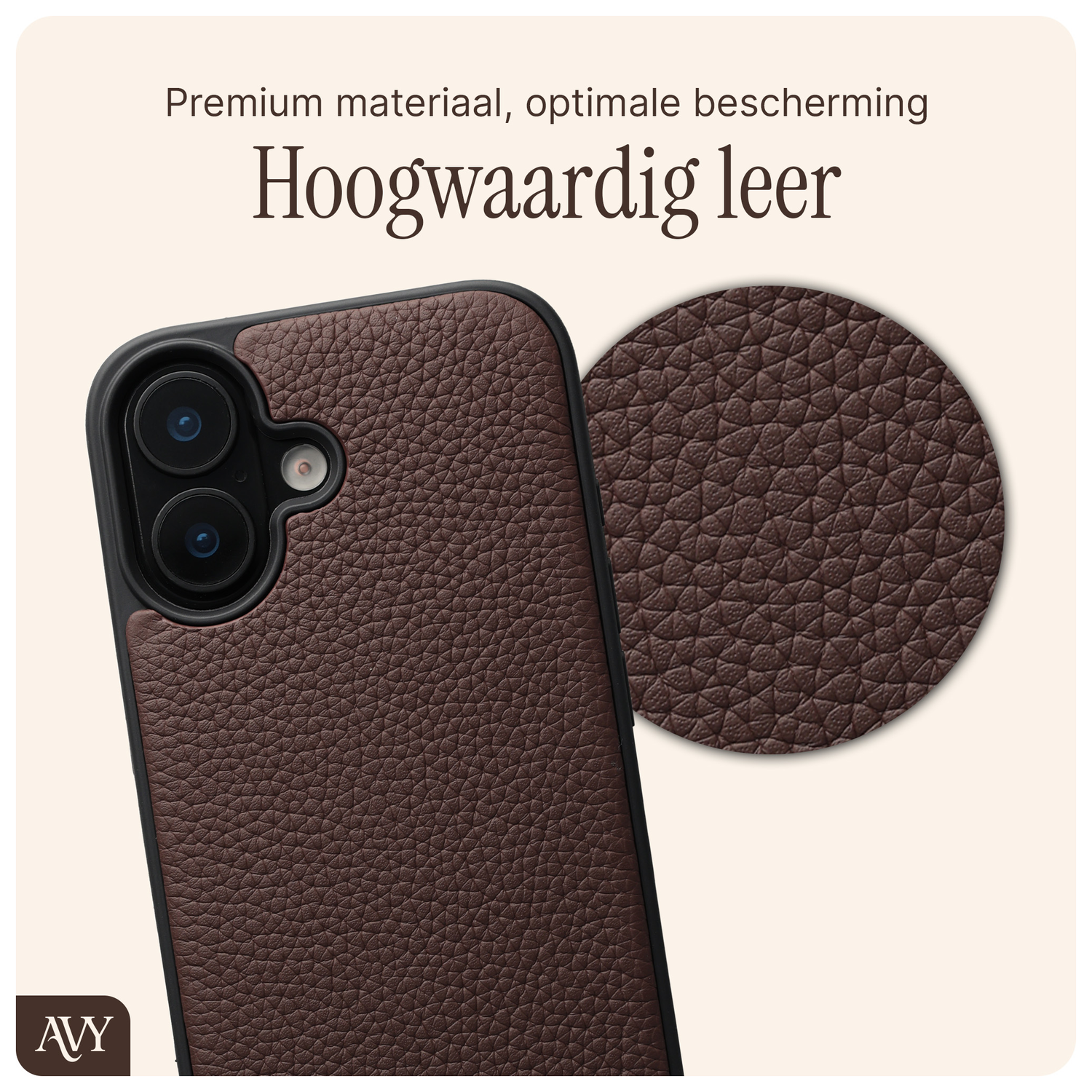 AVY Apple iPhone 17 Hoesje met Koord Haakjes MagSafe Leer Chocolate afbeelding 5