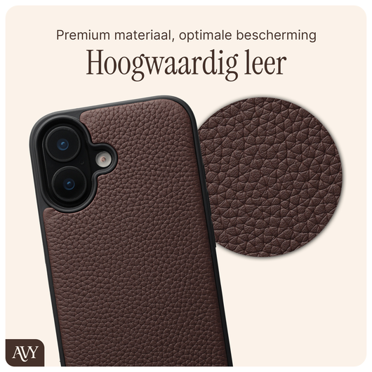 AVY Apple iPhone 17 Hoesje met Koord Haakjes MagSafe Leer Chocolate afbeelding 5