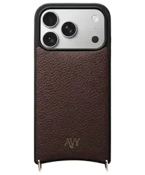 AVY Apple iPhone 17 Pro Hoesje met Koord Haakjes MagSafe Leer Chocolate afbeelding