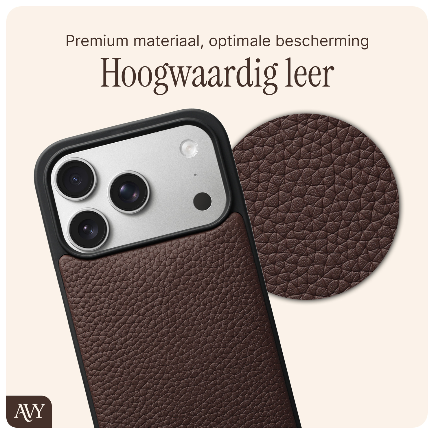 AVY Apple iPhone 17 Pro Hoesje met Koord Haakjes MagSafe Leer Chocolate afbeelding 5