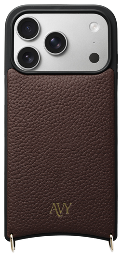 AVY Apple iPhone 17 Pro Hoesje met Koord Haakjes MagSafe Leer Chocolate afbeelding 1