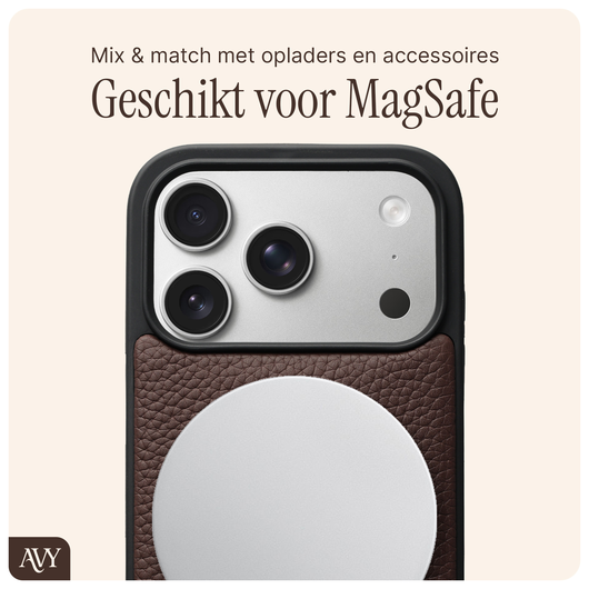AVY Apple iPhone 17 Pro Hoesje met Koord Haakjes MagSafe Leer Chocolate afbeelding 6