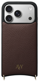AVY Apple iPhone 17 Pro Hoesje met Koord Haakjes MagSafe Leer Chocolate afbeelding
