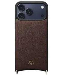 AVY Apple iPhone 17 Pro Max Hoesje met Koord Haakjes MagSafe Leer Chocolate afbeelding