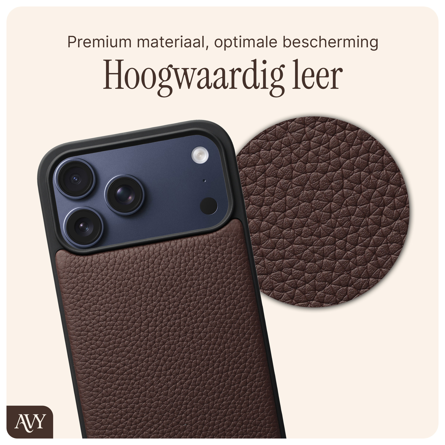 AVY Apple iPhone 17 Pro Max Hoesje met Koord Haakjes MagSafe Leer Chocolate afbeelding 5