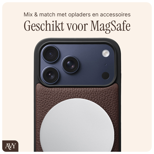 AVY Apple iPhone 17 Pro Max Hoesje met Koord Haakjes MagSafe Leer Chocolate afbeelding 6