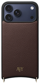 AVY Apple iPhone 17 Pro Max Hoesje met Koord Haakjes MagSafe Leer Chocolate afbeelding